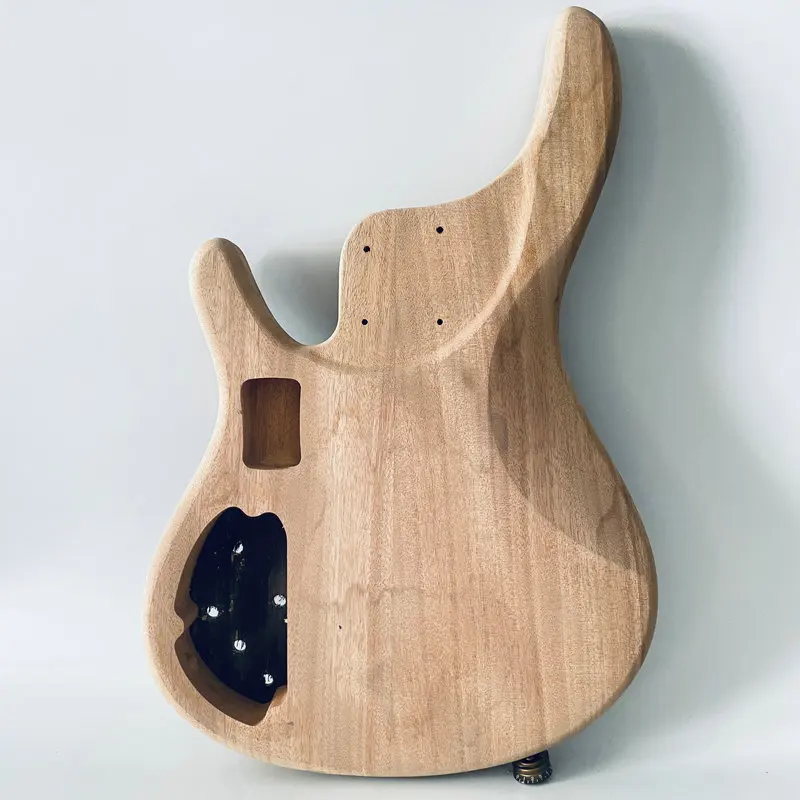 FB538 Jazz Bass 5 or 6 Strings Unfinished Electric Bass Body in Solid Mahogany+Solid Walnut Active Pickups for DIY Replace