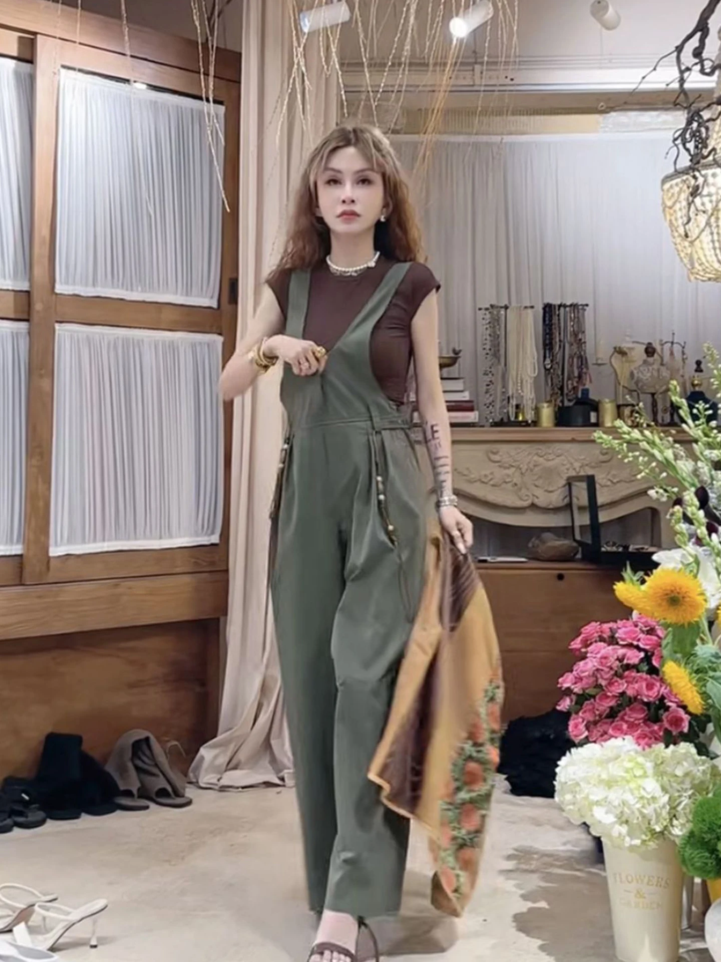 

een Faionable Loose Casual Overalls Station 2026 Autumn New Sle High Waist Wide Leg Pants Women's One-Piece Suit