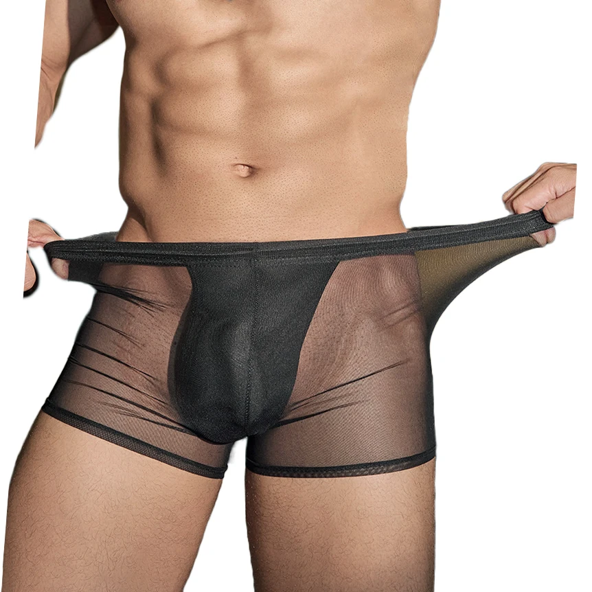 

прозрачные трусы мужские белые Sexy Lingerie Men's Breathable Mesh Transparent Boxer See Through Underwear Lingerie Homme Sexy