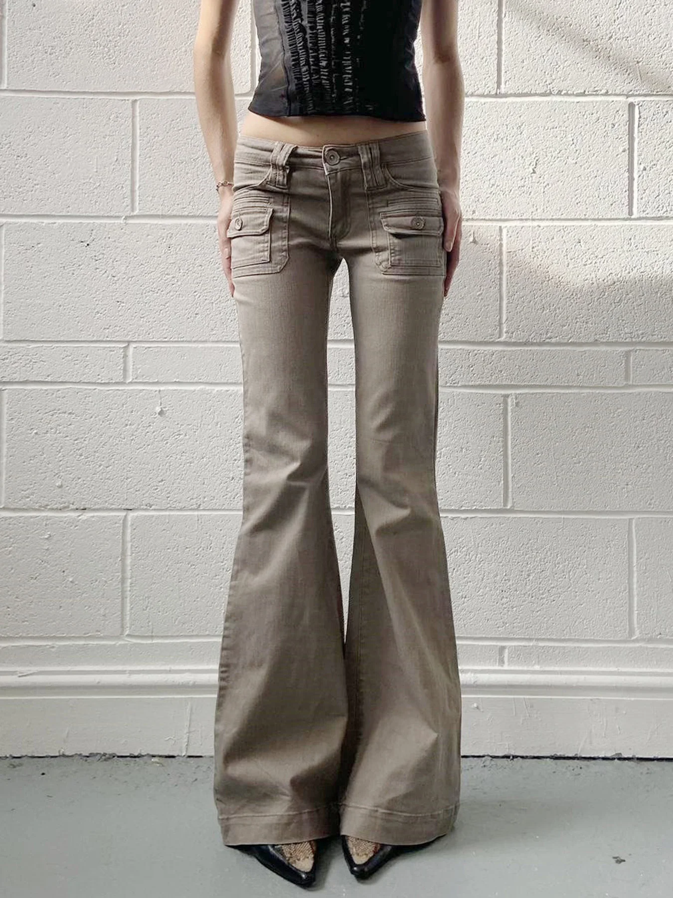 Pantalones acampanados sencillos ajustados para mujer, Vaqueros básicos informales de estilo inglés que combinan con todo, ropa clásica