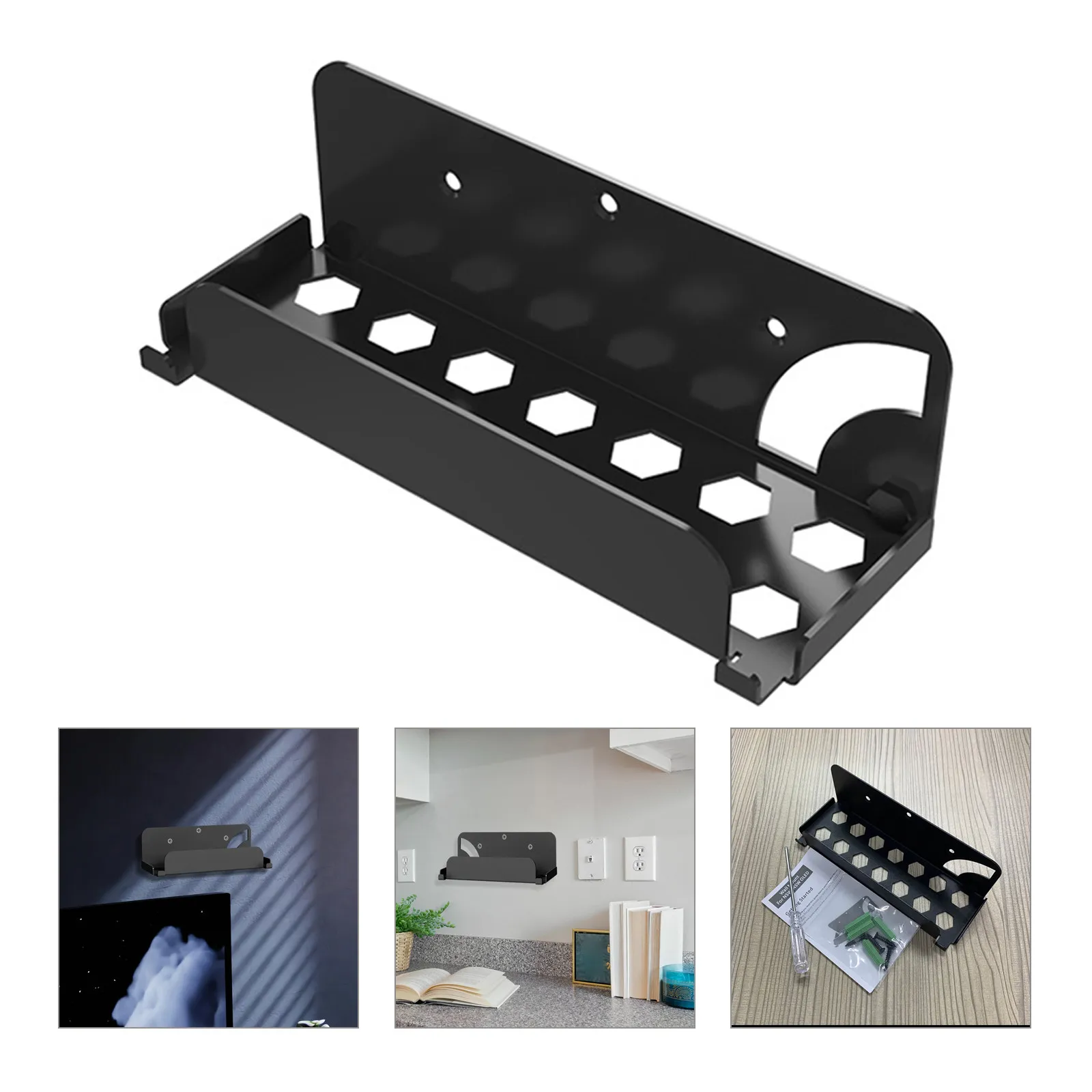 Premium Game Console Wall Shelf for OLED Strong Metal Mount with Bottom Cooling Vents Organized Display