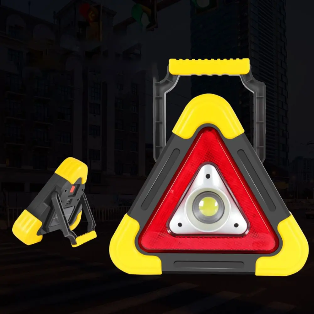 Portable 2-IN-1 Warning Light Roadside Solar Triangle Warning Sign Breakdown Safety LED Work Light Road Safety