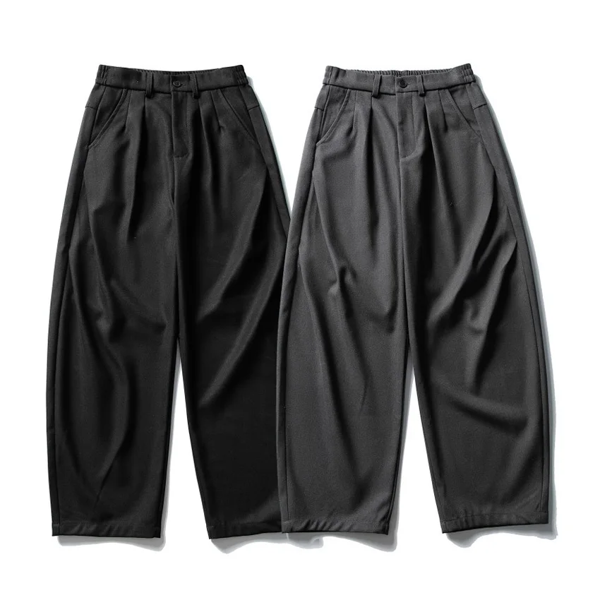 

Autumn New Men Japanese Korean Streetwear Fashion Loose Casual Vintage Suit Pant Cityboy Wide Leg Trousers Baggy Pants