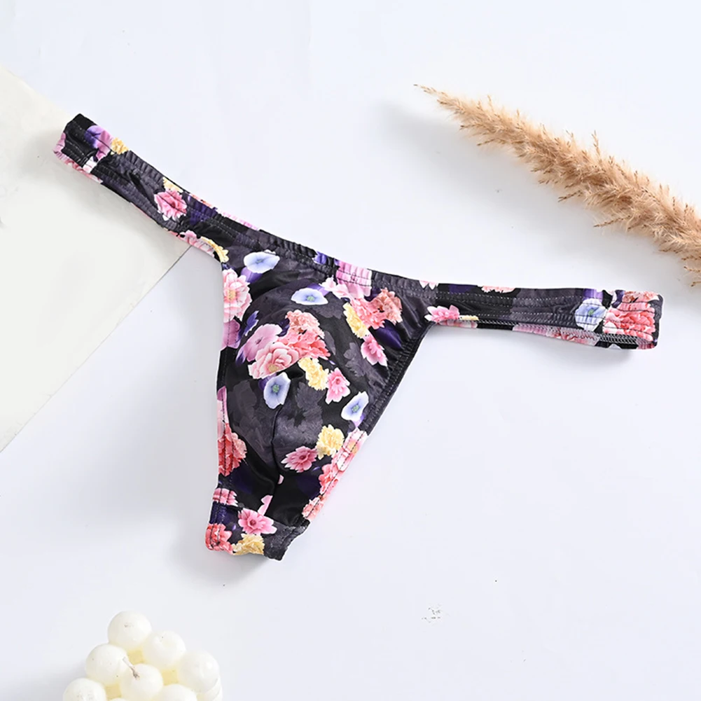 1pc Men G-Strings Sexy Low Waist Underpants U Shape Pouch Breathable Underwear Penises Bag Thong Printing Thin Thongs
