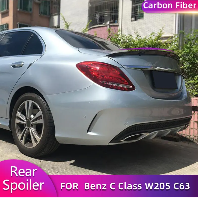 Carbon Fiber Rear Trunk Spoiler Wings for Mercedes Benz C Class W205 C250 C63 AMG 4-Door 2014-2019 Rear Spoiler Boot Wing Lip