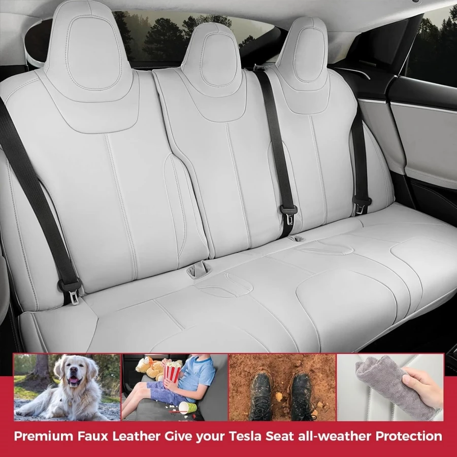 Full Set Customized Car Seat Covers for Tesla Model X S 2016-2025 5/6/7 Seater PU Leather Car Front & Rear Seat Protectors Acce