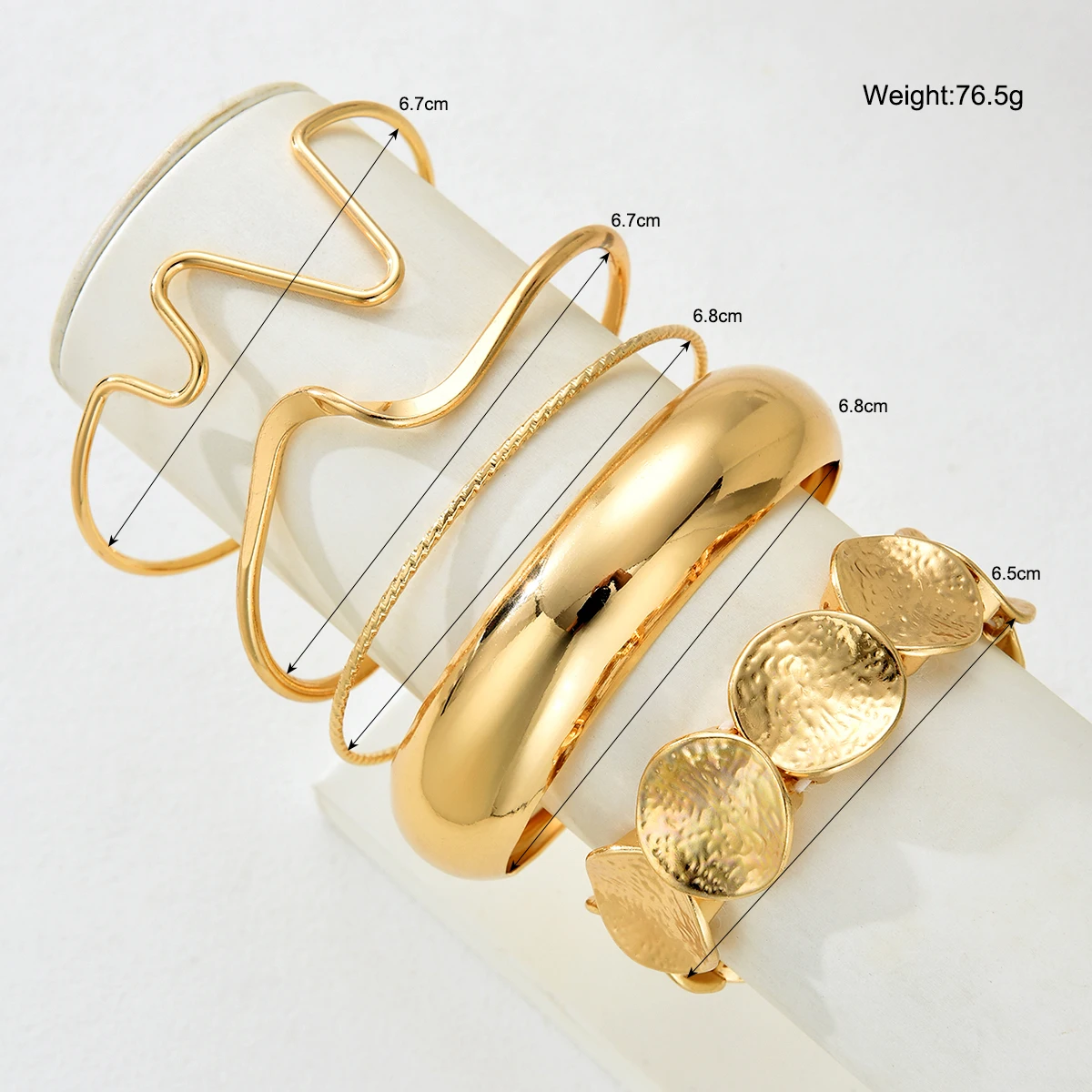 5 قطع غير النظامية هندسية موجة عقدة الإسورة مجموعة للنساء خمر بوهو الذهب اللون جولة سوار العصرية ارتداء اليومي عطلة مجوهرات #6