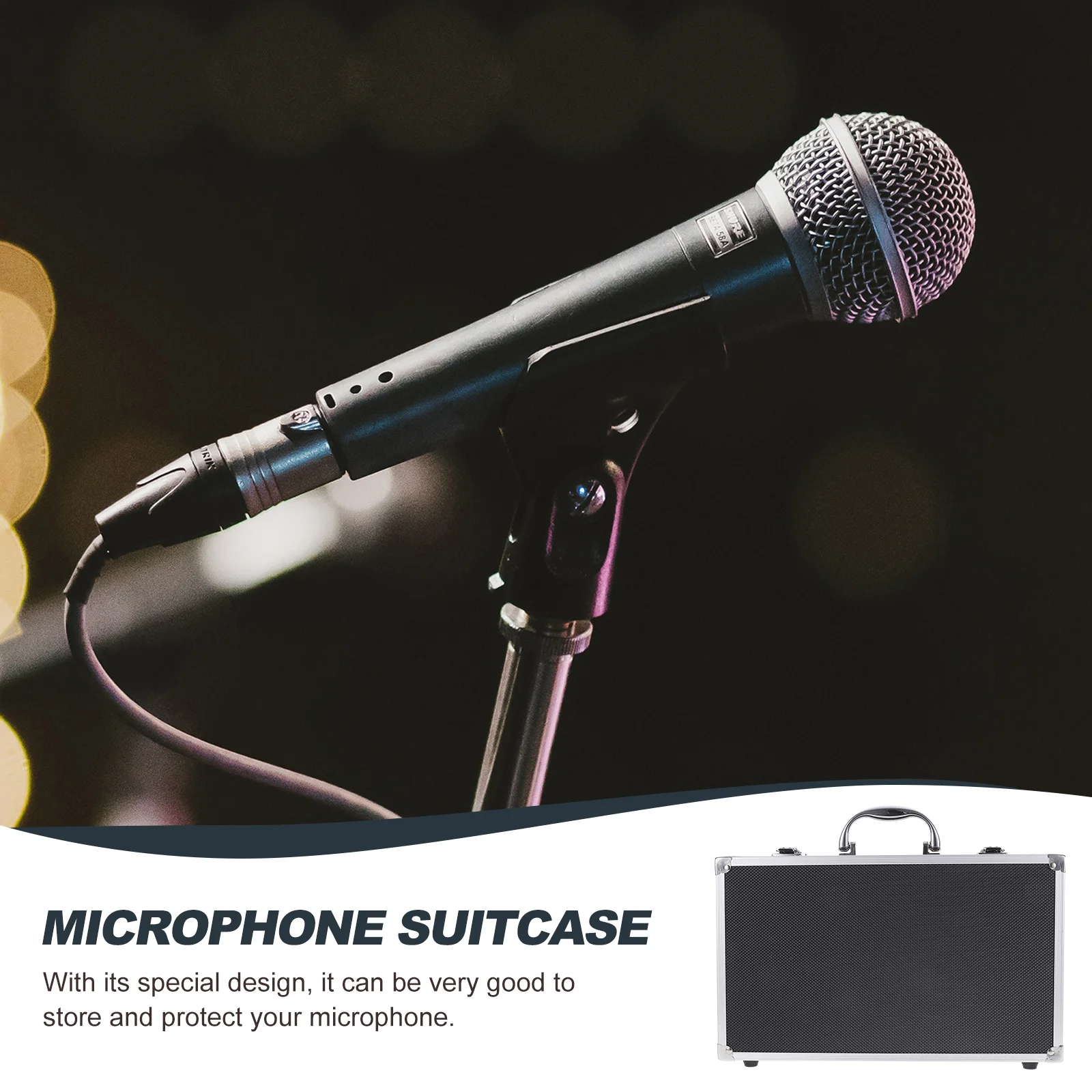 

Aluminum Handheld Microphone Box Sponge Shell Lightweight Durable Storage Case for Wireless Mics Audio Equipment Protection