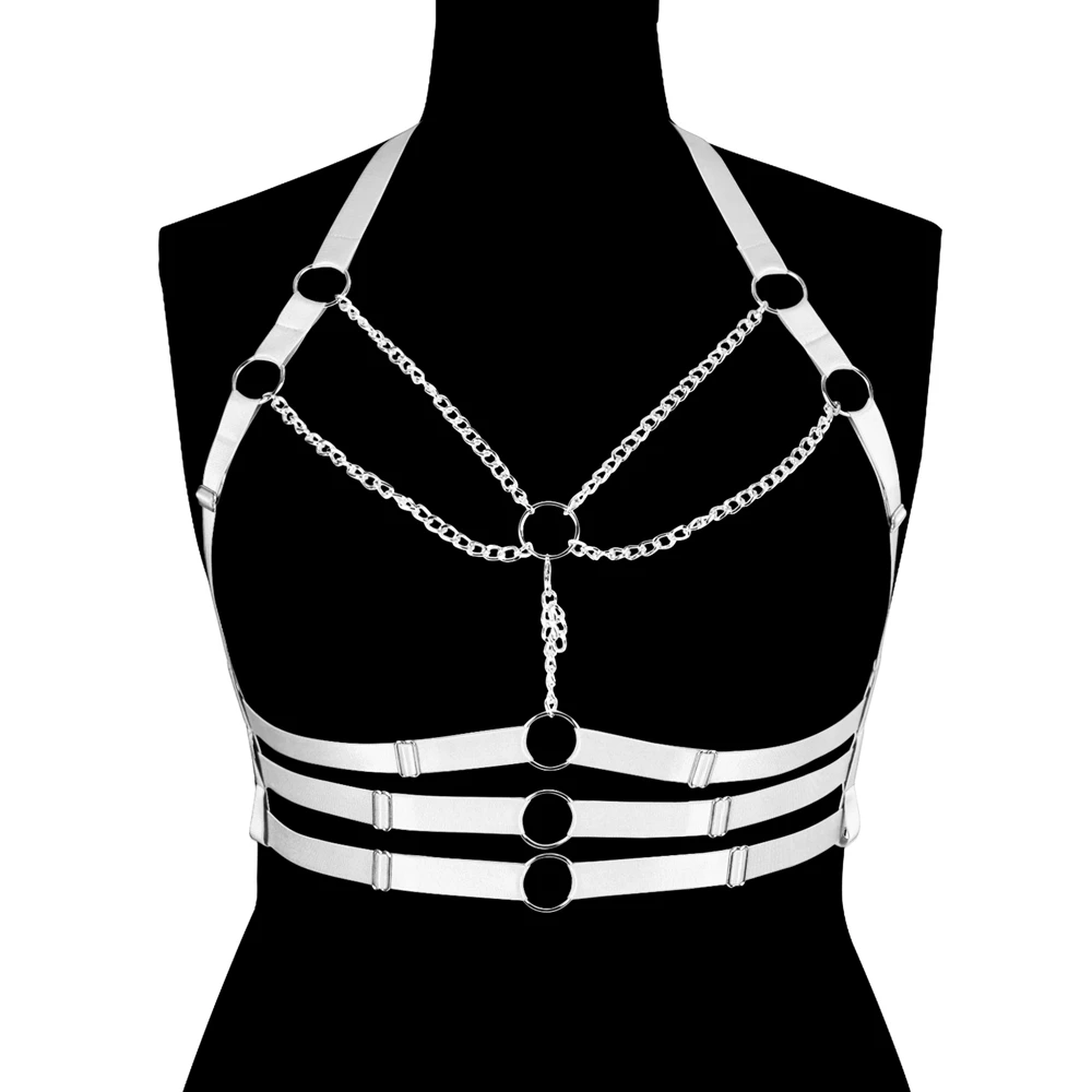 Bdsm Punk Harness untuk Wanita Gemuk Pakaian Dalam Tali Perban Garter Seksi Ukuran Besar Lingerie Rantai Aksesori Festival Pakaian Hangat