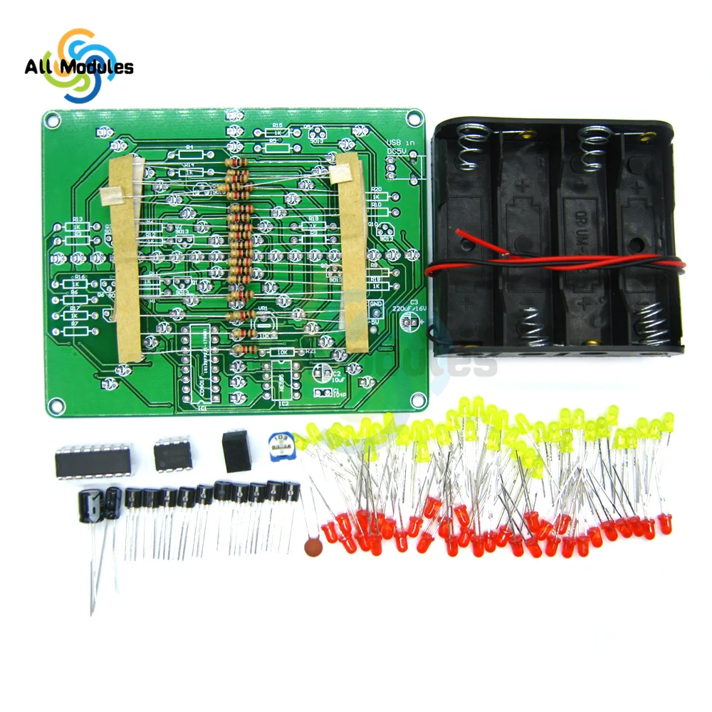 Eletrônico Dual-Color Piscando Kit Eletrônico Flash Light, piscando de solda Prática Board, PCB Circuit Training Suite, vermelho e amarelo, 73 LEDs