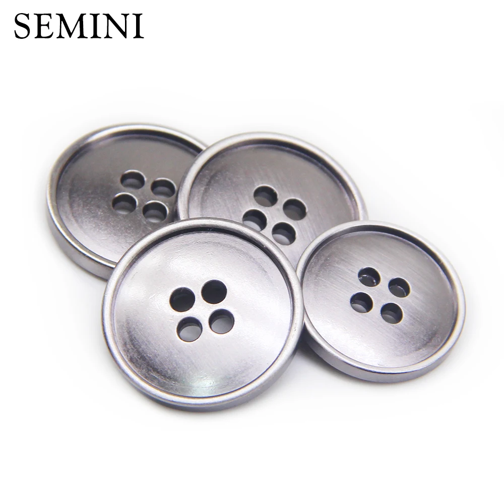 10pcs High Quality Metal Button 4 Holes Bronze Old Silver Retro Sewing Button For Jacket Seweat Overcoat Garment Accessories