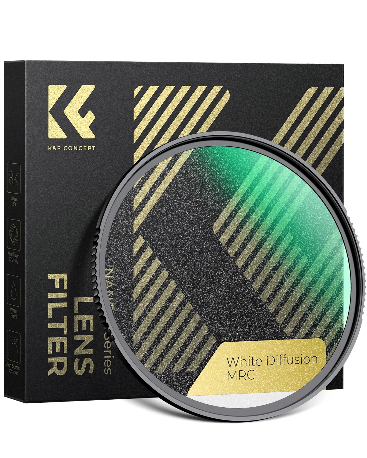 K&F CONCEPT White Pro Mist 1/4 Filter Cinematic Effect Filter HD Multi-Layer Dreamy Soft White Diffusion Filter Nano-Xcel Series