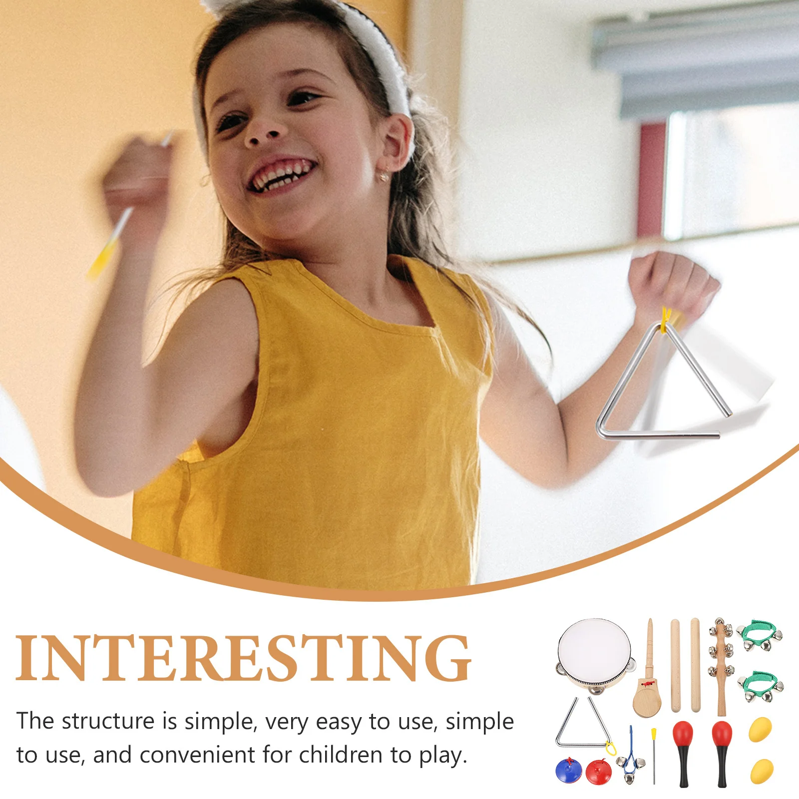 

1Set Wooden Percussion Instruments Music Educational Play Kit Kids Instrument for Ages 1-3 Toddlers Early Music Learning Set