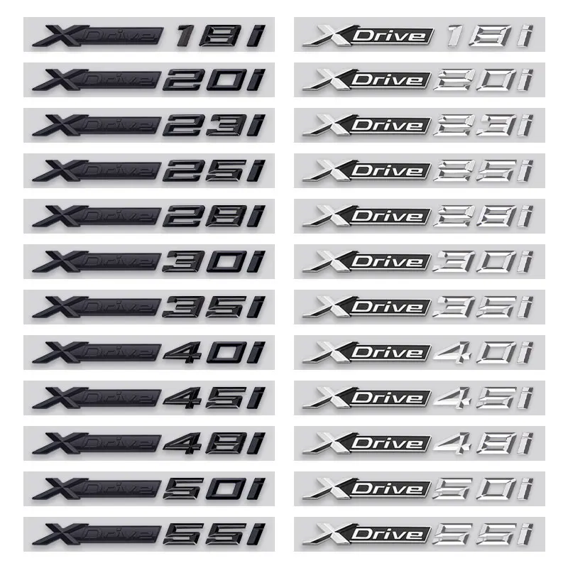 

X DRIVE 18i 20i 23i 25i 28i 30i 35i 40i 45i 48i 55i car logo stickers for X1 X5 X3 X7 xdrive displacement side tail trunk label