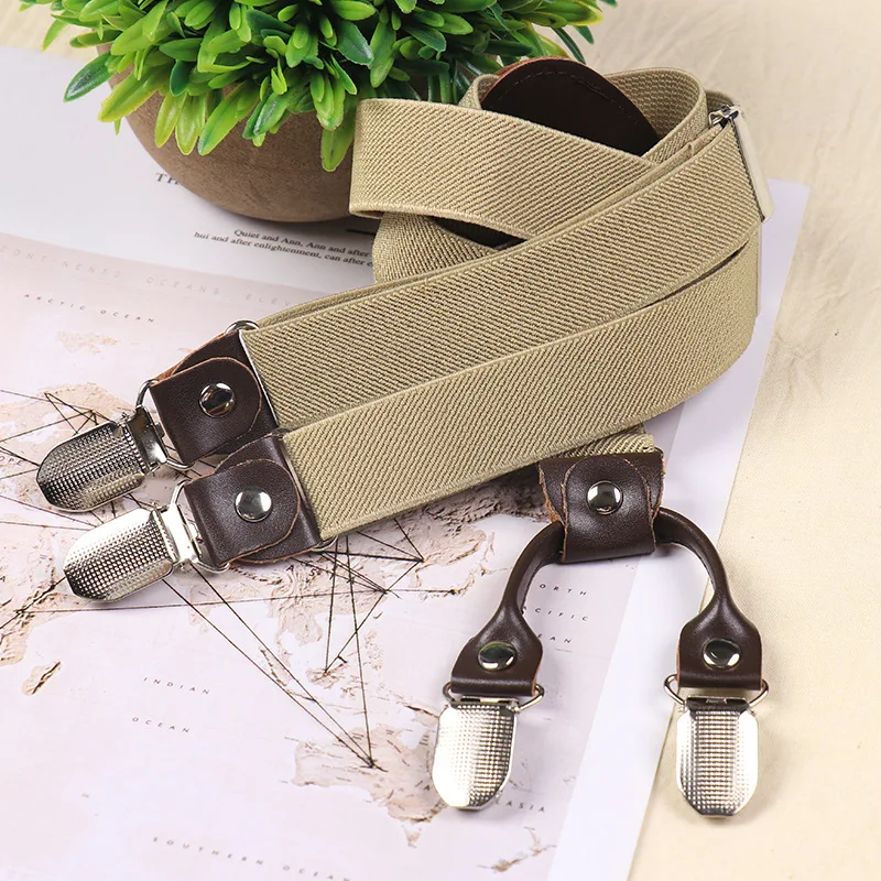 British Suspenders Unisex Y-shaped Straps Strong Metal Clips Retro Non-slip High Elastic Adjustable Trousers Braces Pants Holder