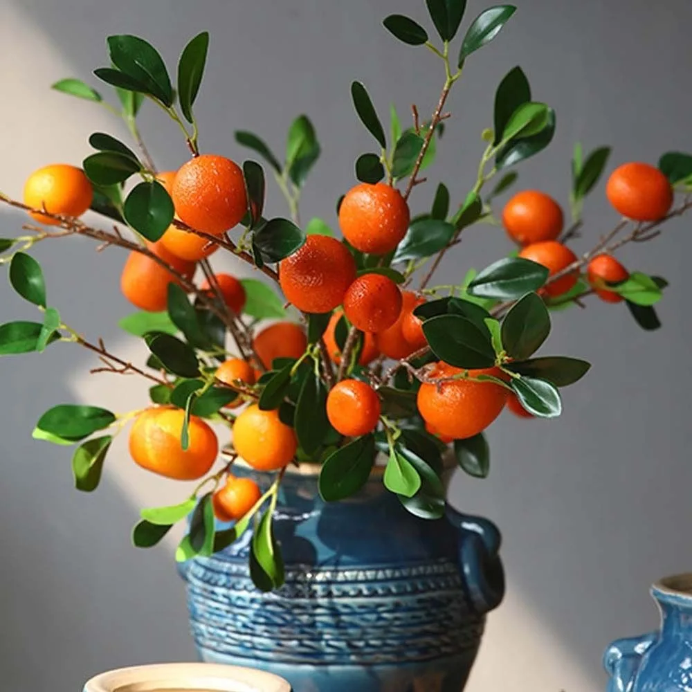 87cm Artificial Kumquat Autumn Fruit Plastic Elegant Simulation Orange Branches Handmade Realistic Fake Fruits Scene Layout