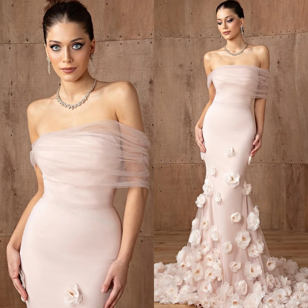 Customized Mermaid Luxury Evening Dresses Fashion Off the Shoulder Homecoming Dresses Court Train Special Occasion Gowns