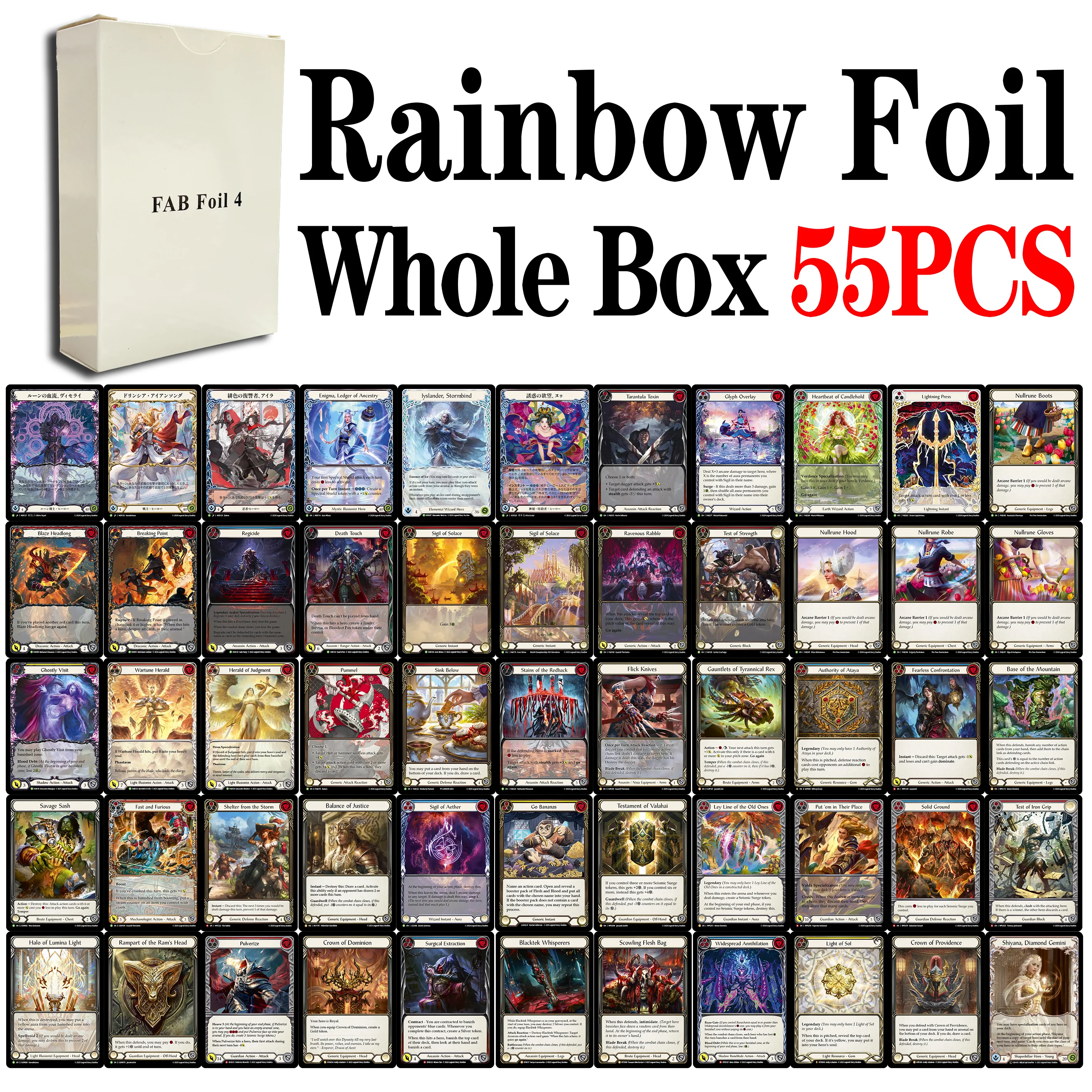 fab-rainbow-foil-whole-box-55pcs-set-supporter-promos-dynasty-the-hunted-hero-promos-pro-tour-amsterdam-tcg-battle-game-card