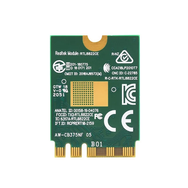 A60F-AW-CB375NF Dual-Band Wireless Network Card,2.4G/5Ghz Dual-Band Wifi Card,RTL8822CE-CG Core,Bluetooth5.0,Supports BLE NX