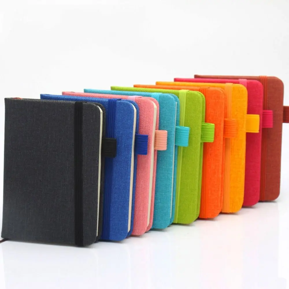 2pcs 100 Sheets A7 Mini Notebook Thick Refillable Blank Page Notepad Square Linen Cloth Grain Portable Pocket Memo Work Planner