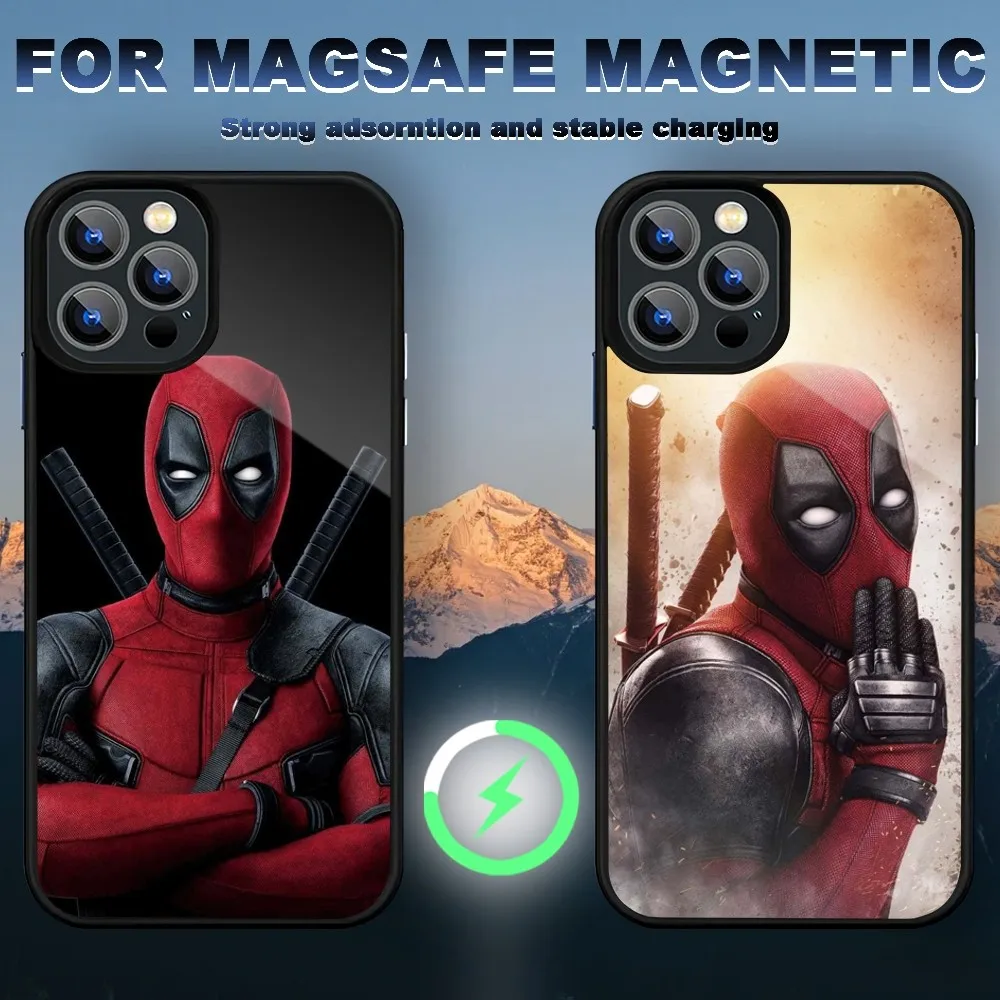 Movie D-Deadpool Phone Case For iPhone Magsafe Magnetic 13 14 15 11 12 Glass Pro Max Charging Plus Shell