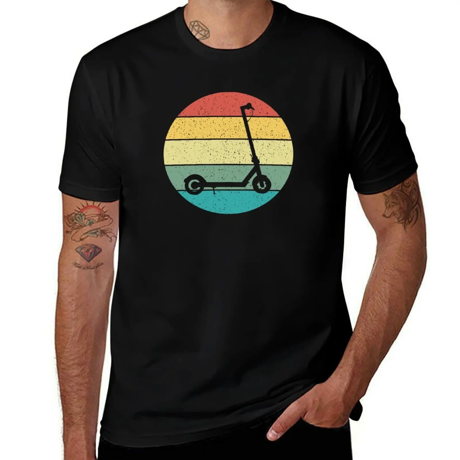 E-Scooter Electric Scooter Retro Vintage T-Shirt Stretch Fabric Comfort T-Shirt
