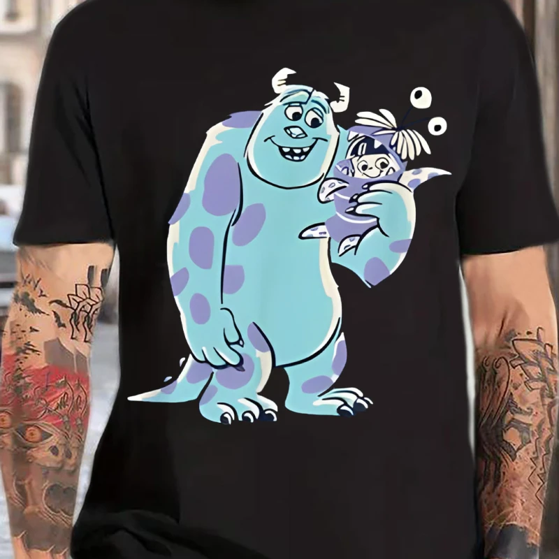 تي شيرت جامعة سولي آند مايك وازوسكي مونستر المعتمد الرسمي من ديزني - تي شيرت كاجوال برقبة دائرية للرجال والنساء