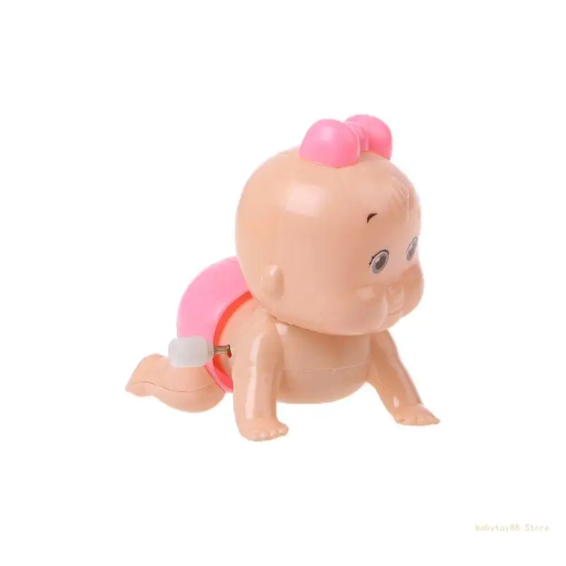 Y4UD 1pc Boy Girl Crawling Crawl Clockwork for Doll Wind up Toy For Baby Kids Party