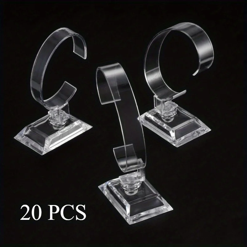 20pcs 12/ Watch Display Stand Holder Clear Plastic Transparent Round Bracelet Stand Multipurpose Tabletop Jewelry Organizer