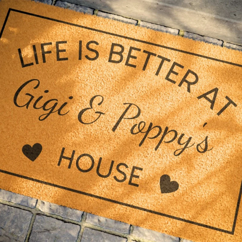 Personalized Coconut Coir Doormat Custom Logo Text Doormat Grandparents Grandma Welcome Mat Nana Papa Door Mat Mothers Day Gift