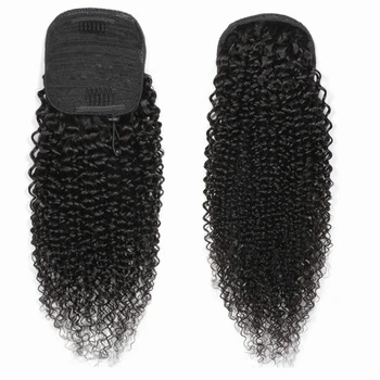 곱슬 인모 포니테일 익스텐션, 3C 드로스트링, 곱슬 포니테일 헤어피스, 100% 브라질 헤어 클립, 여성용 포니테일 