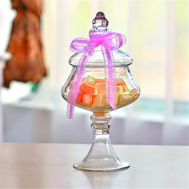 Home Wedding Decoration Transparent Glass Candy Jar Storage Dessert Jars Tea Caddy Boxes Bottles