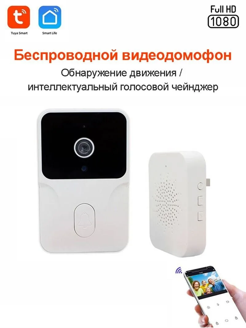 ANJIELO SMART 1080P WiFi Video Doorbell, Motion Detection, 365-Day Standby, 15 Melodies, Tuya App, Night Vision, IP65 Waterproof