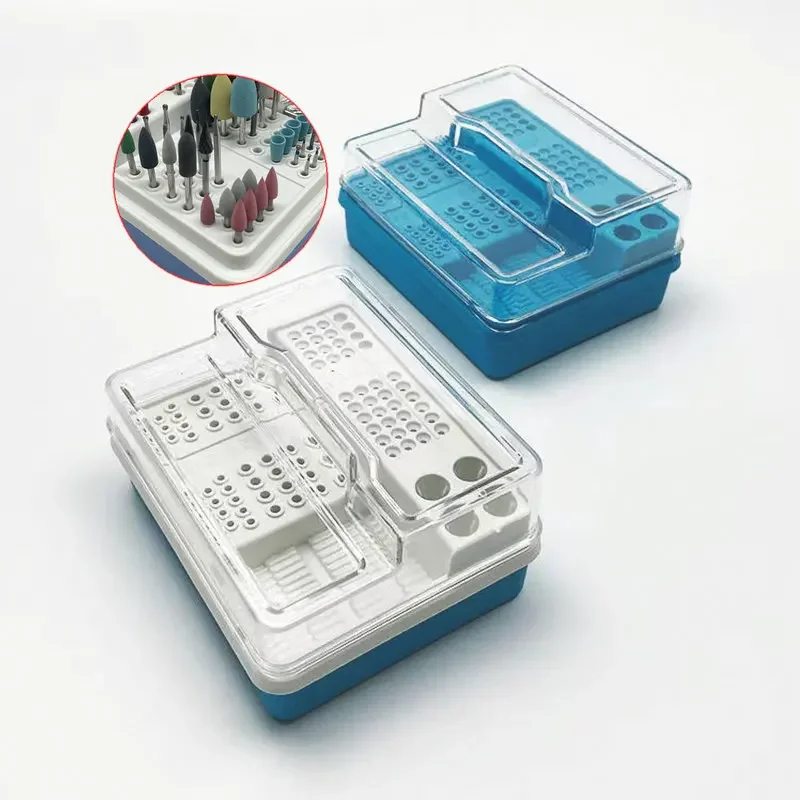 

Dental Endo Box Placement Case 96 Holes Plastic Disinfection Holder for RA/FG/HP Burs Polisher Dental Instruments