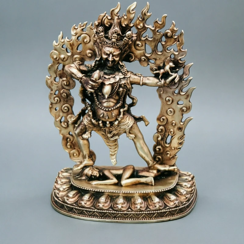 Nepalese Tibetan Tantric White Copper Vajrapani Buddha Statue - Desktop Worship Ornament Craft for Home Altar