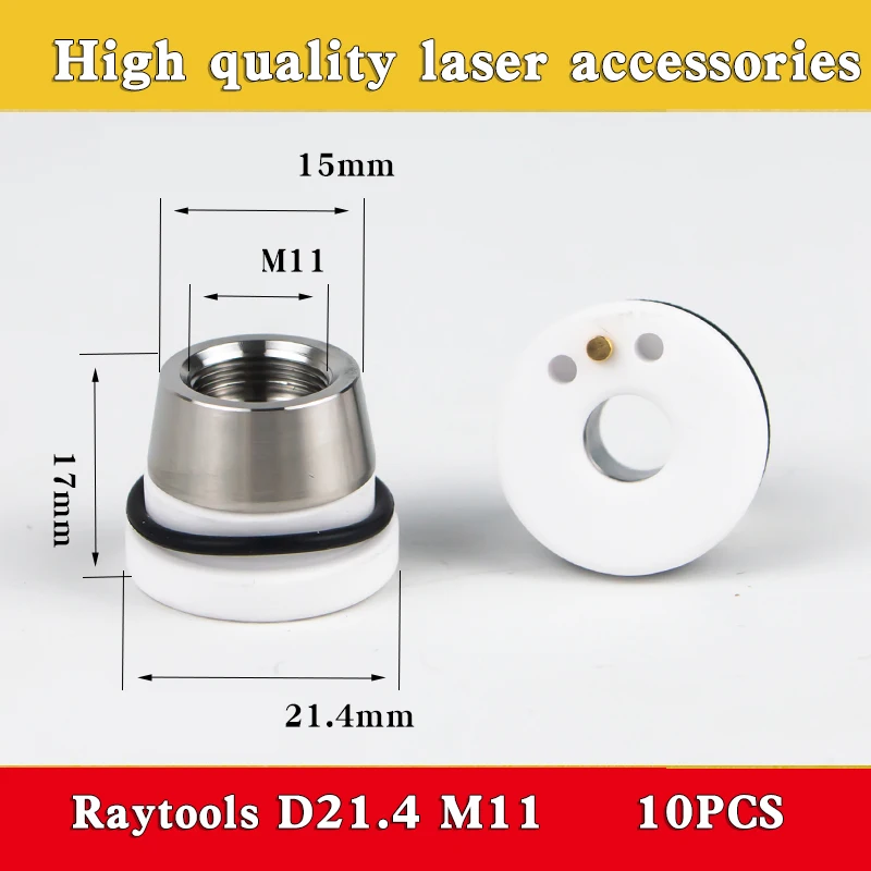 10 Stück Laser-Keramikdüsenhalter D21.4 M8 D19.5 M11 für Faserlaser-Schneidköpfe von Raytools – Detail 2