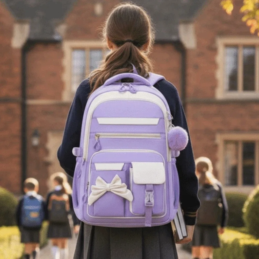 

Daypack Three-piece School Bag Set Casual with Lunch Bag Students School Bag Durable Polyester Large Capacity Backpack