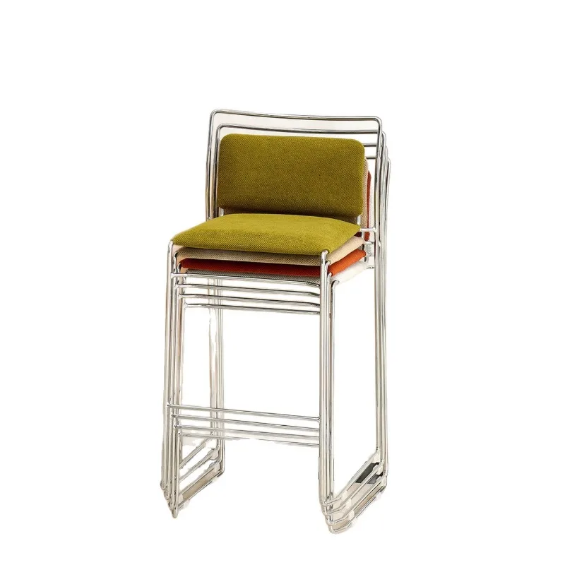 

High dining chair designer minimalist French retro island platform backrest bar stool