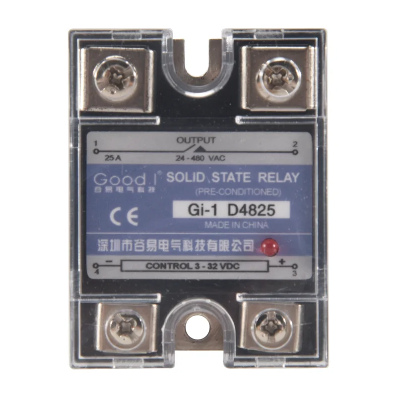 AA08-SSR 25A 3-32V DC ~ 24-480V AC 단상 솔리드 스테이트 릴레이 DC 제어 AC MGR-1 D4825 부하 전압