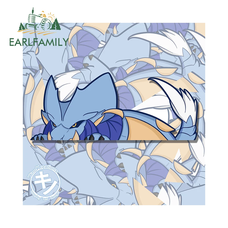 

EARLFAMILY 13cm x 5.3cm Monsters Hunter Personality Car Sticker Blue Dragon Peeker Amusing Decal Car Accessories Peeking Decor