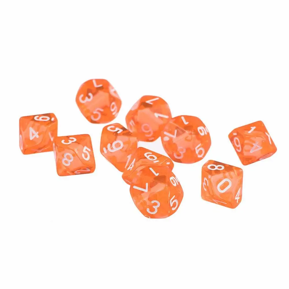 

10pcs Acrylic Gift Family Party Playing Games Number Entertainment Game D10 Dices Game Dice Dice