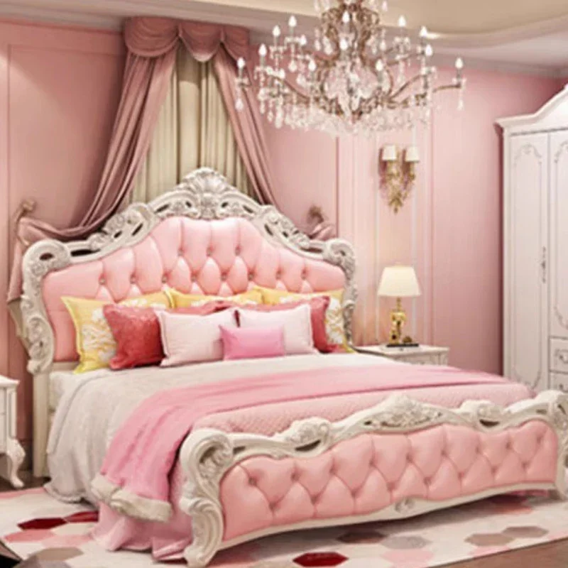 

Craft European Double Bed Modern Whitr High King Size Frame Double Bed Sleeping Wood Korean Ergonomic Muebles Salon Furniture