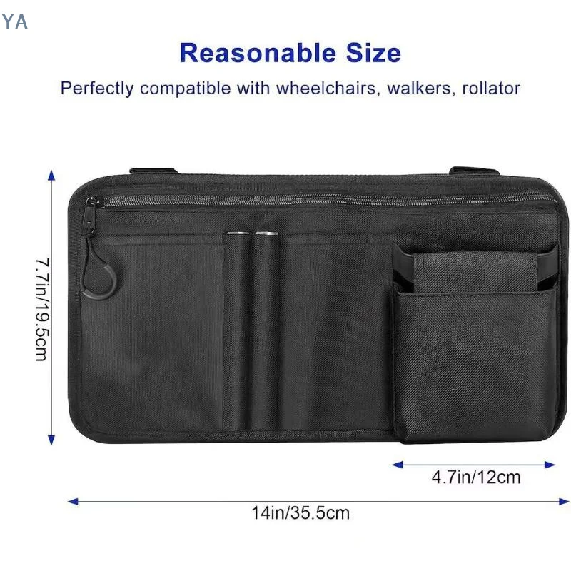 【AN】1Pcs Travel Pouch Wheelchair Side Bag With Cup Holder Wheel Chair Bag For Seniors Outdoor Electric Wheel Chair Drink Phone