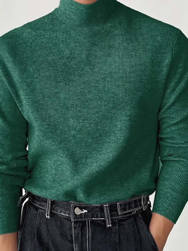 

Eeni Core Yarn Вязаный длинный свитер-свек мужской Slim Fit с высоким воротником American Sle Hard Man с воротником средней длины Base irt