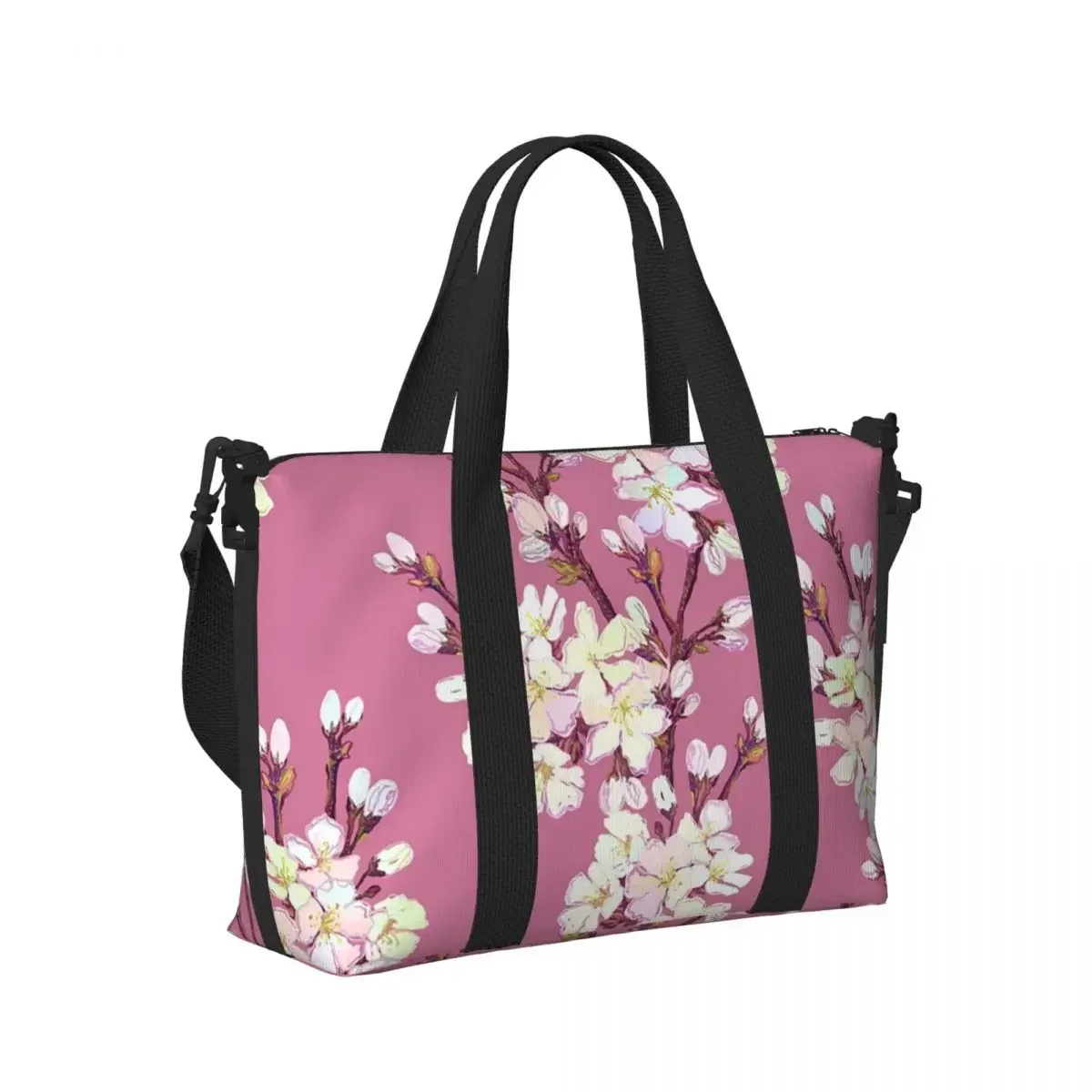 Cherry Blossoms Sakura Branches Pink Beach Travel Bag Large Capacity Tote Bags for Gym Sport Women Shopping Duffle Shoulder Bag