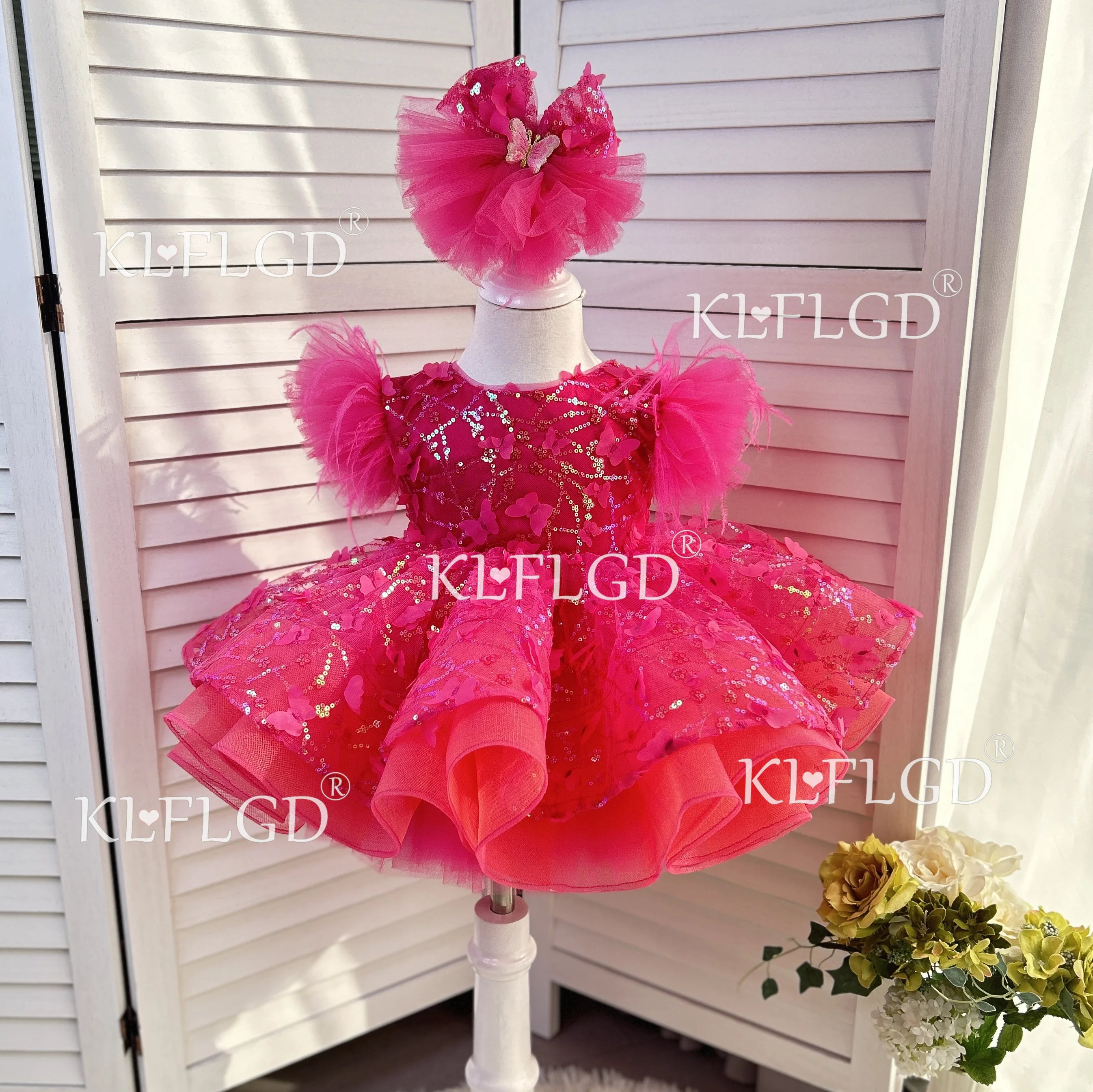 Luxury flower children's wedding dress sweet and cute panton skirt Children's seasons banquet baby first Christmas dinner Girls