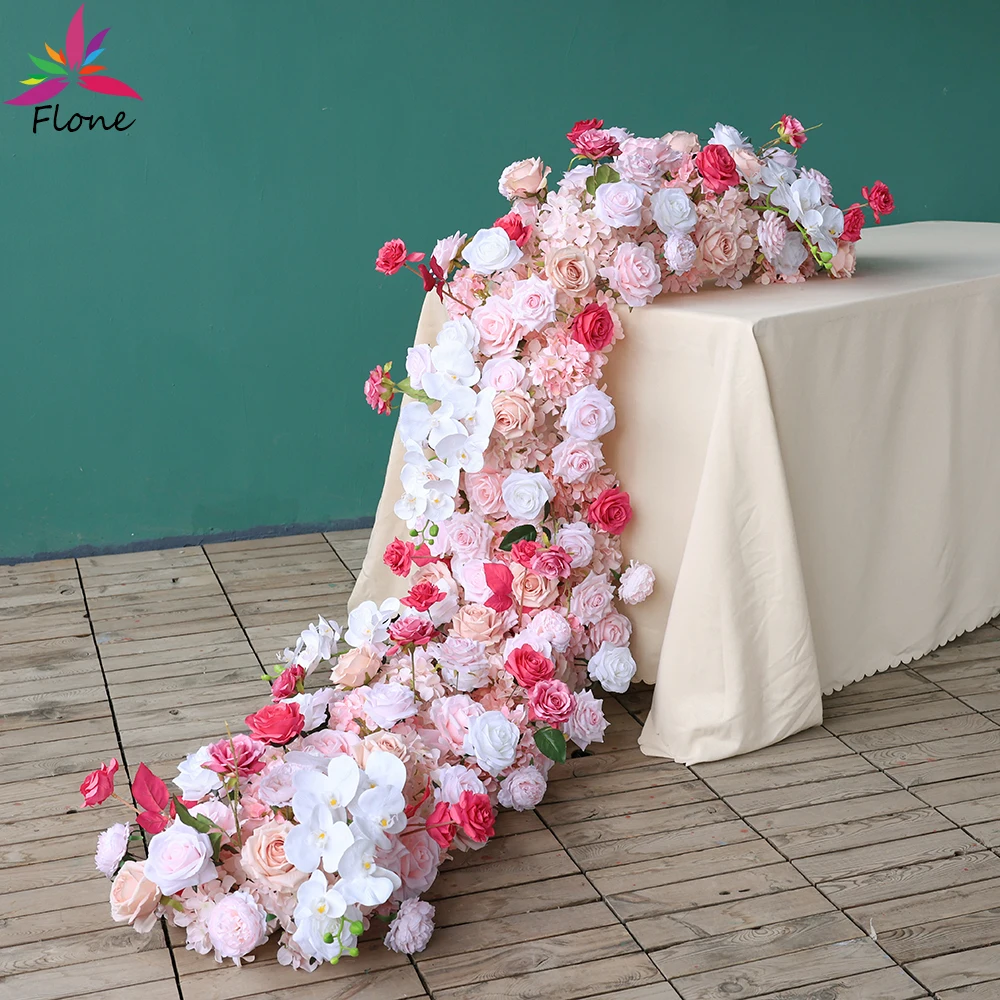 

Birthday Deco Mariage Flower Arrangements Wedding Decoration Centerpieces Table Flower Pink Fleur Artificielle Props L8x1.4ft