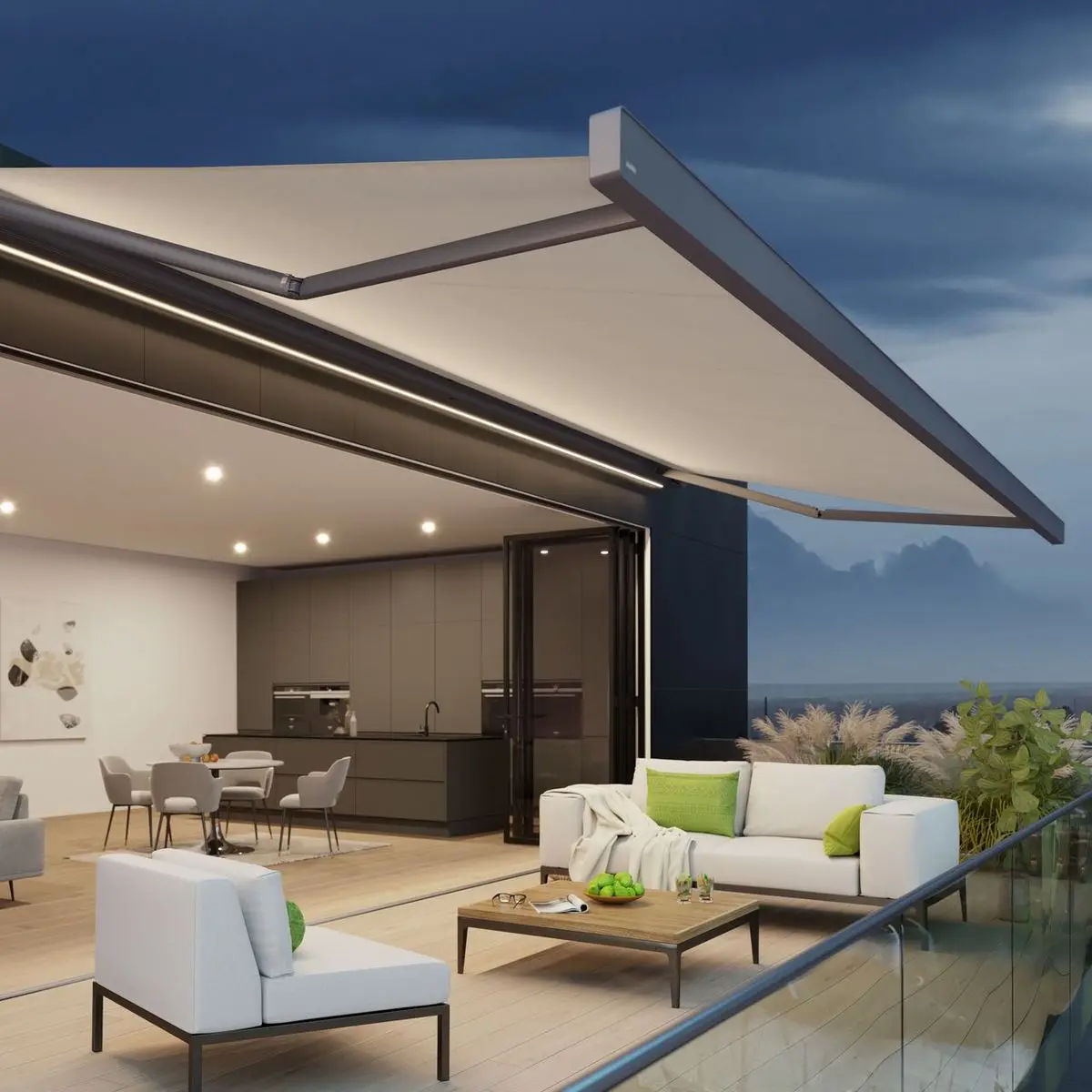 Premium Modern Luxury Design Large Size Awning Fireproof Hurricane Resistant with Eco-friendly Material Awning Customized Size