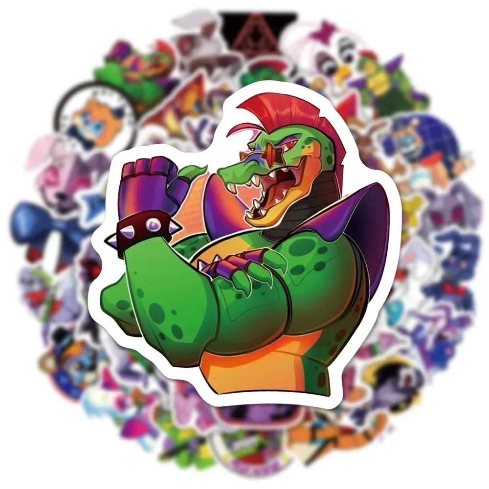 50 buah FNAF stiker Fazbear stiker permainan Nights-Freddies tahan air stiker untuk mobil Laptop bagasi ponsel hadiah mainan