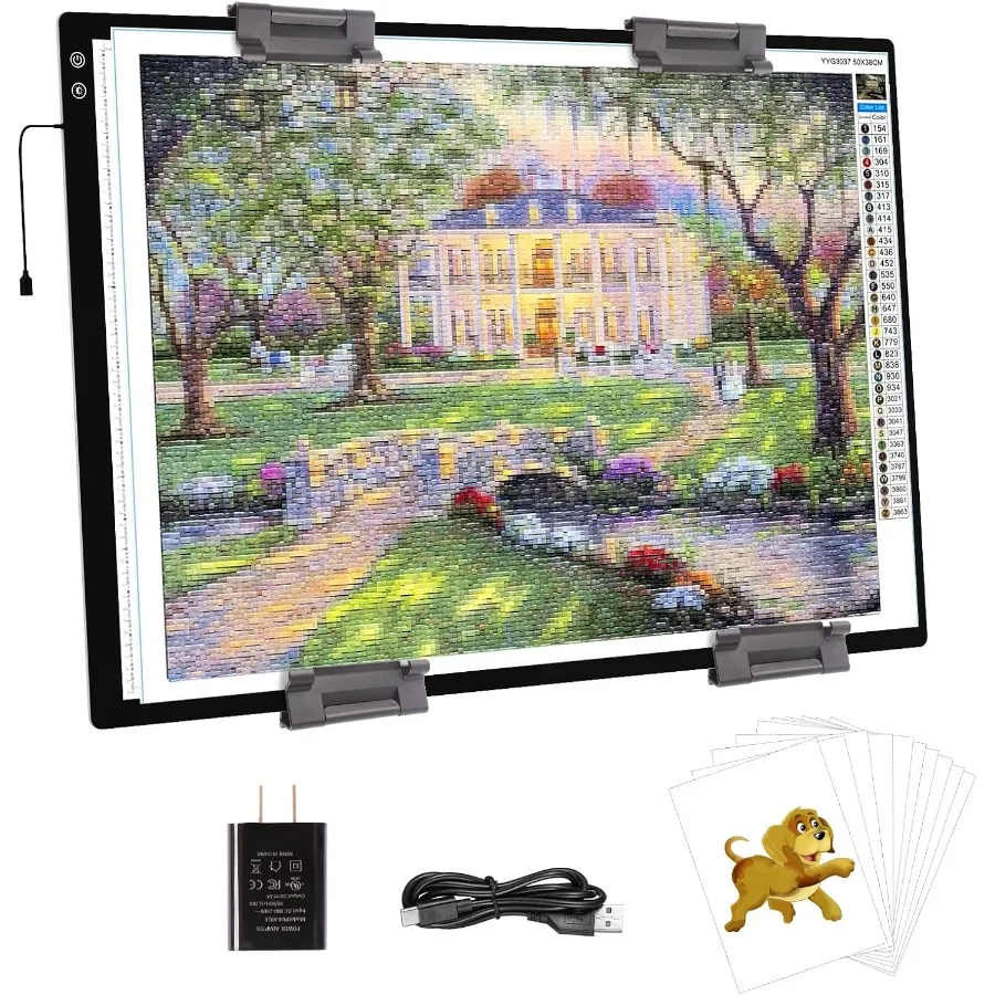 

A1 Large Light Pad for Diamond PaintingLED Tracing Light Box with 3 Color Modes and Adjustable Brightness Battery Powered Overs